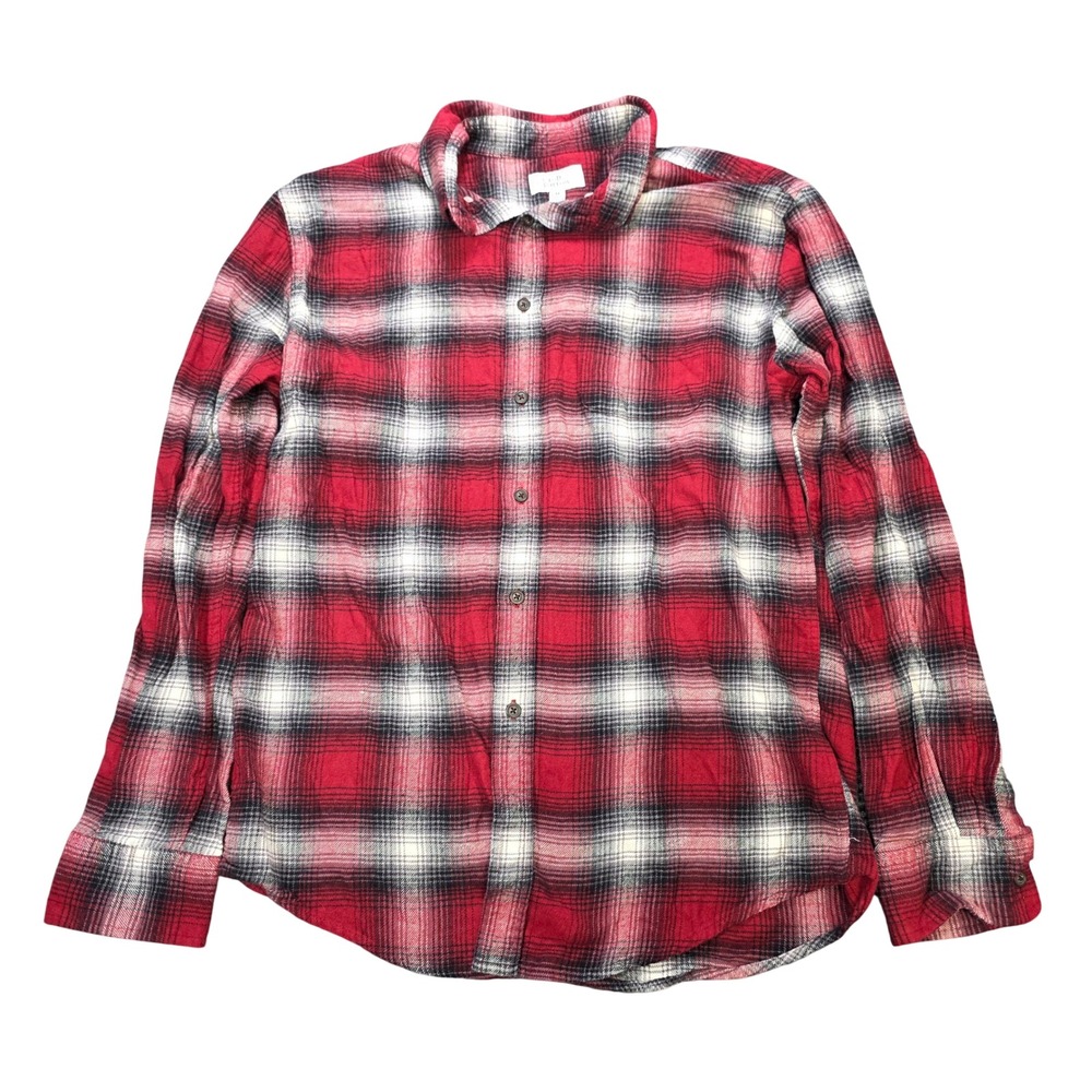 Croft & Barrow Button Down Shirt Men's Size M Red White Black Plaid Flannel